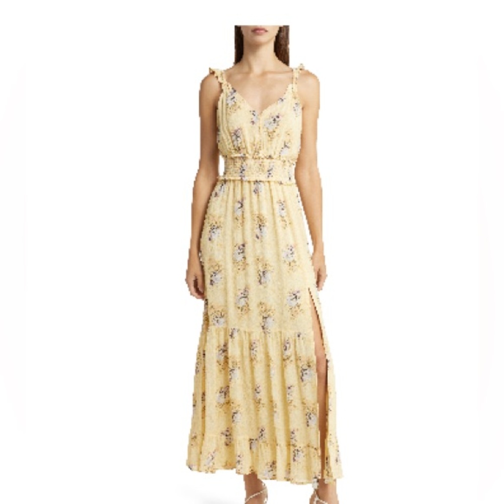 PAIGE Silk Yellow Floral Maxi Dress
